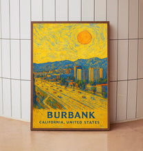 Burbank Poster Print, Burbank Travel Poster, Burbank Van Gogh Style Wall Art, Burbank, California, United States