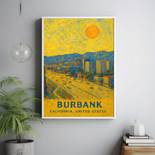 Burbank Poster Print, Burbank Travel Poster, Burbank Van Gogh Style Wall Art, Burbank, California, United States