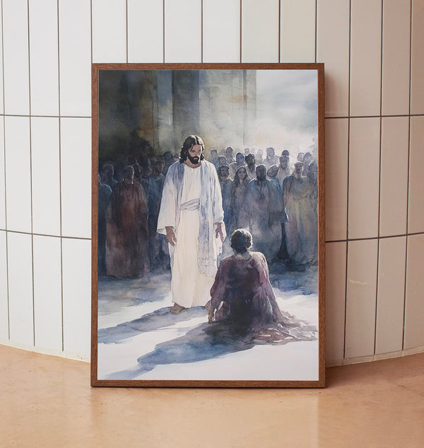 Jesus Looking Toward Hope – Minimalist Outline Poster