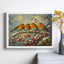 12 Days of Christmas Print, Four Calling Birds Christmas Wall Art, Vintage Christmas Prints