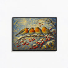 12 Days of Christmas Print, Four Calling Birds Christmas Wall Art, Vintage Christmas Prints