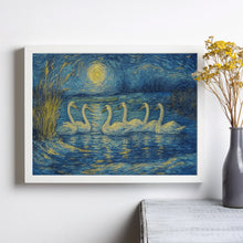 12 Days of Christmas Print, Seven Swans a Swimming Christmas Wall Art, Vintage Christmas