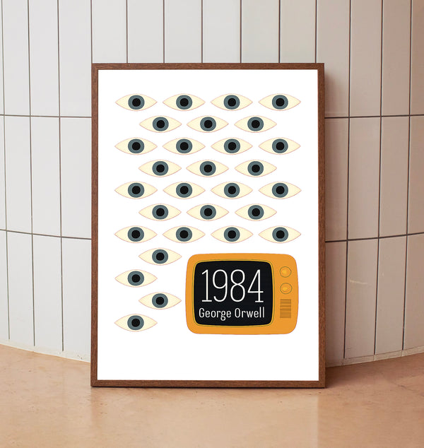 1984 George Orwell, Dystopian Fiction, Classic Literature, Vintage Poster, Wall Art Decor