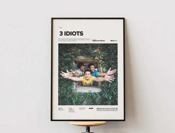3 Idiots Film Poster, Bollywood Cinema Poster Print, Aamir Khan and Kareena Kapoor Starring 3 Idiots Movie Print, Cinematic Room Decor 1889044781