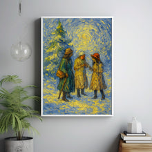 3 Sisters in the Snow Christmas Artwork, Sisters Wall Art, Winter Landscape Painting