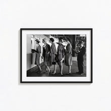 5 Models Wearing Fashionable Dress Print, Black and White Wall Art, Vintage Print, Photography Prints, Museum Quality Photo Art Print 1606605392