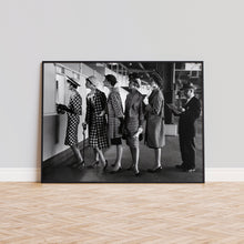 5 Models Wearing Fashionable Dress Print, Black and White Wall Art, Vintage Print, Photography Prints, Museum Quality Photo Art Print 1606605392