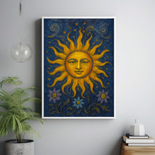 90s Celestial Sun Print, 90s Whimsigoth Celestial Magical Home Decor, Sunshine Poster, Blue And Yellow Celestial Art, Cosy Witchy Print