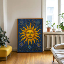 90s Celestial Sun Print, 90s Whimsigoth Celestial Magical Home Decor, Sunshine Poster, Blue And Yellow Celestial Art, Cosy Witchy Print