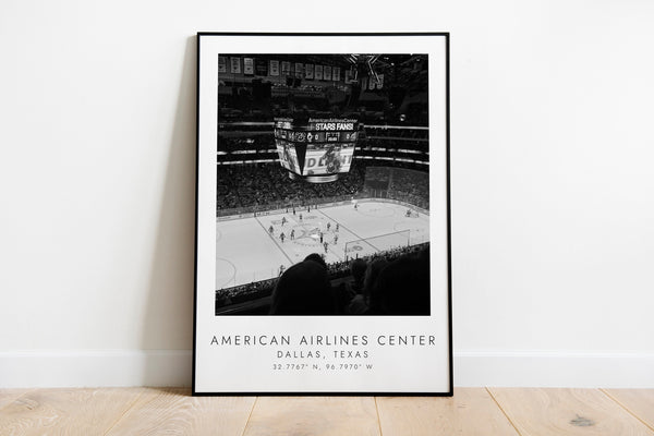 AMERICAN AIRLINES CENTER Dallas Stars  Print for Ice Hockey Lovers  black and white art  Coordinates Print