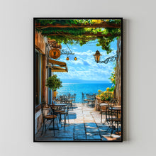 A Coffee Shop Facing the Sea – Southern Italy, Lemon Citrus Poster