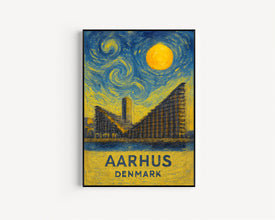 Aarhus Poster Print, Aarhus Travel Poster, Aarhus Van Gogh Style Wall Art, Aarhus, Denmark