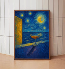 Abstract Minimalist Retro Cocktail And Ocean Print, Modern Summer Decor, Trendy Blue Orange Pink Bold Colourful, Contemporary Aesthetic Art