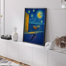 Abstract Minimalist Retro Cocktail And Ocean Print, Modern Summer Decor, Trendy Blue Orange Pink Bold Colourful, Contemporary Aesthetic Art