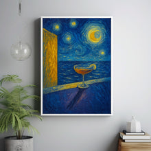 Abstract Minimalist Retro Cocktail And Ocean Print, Modern Summer Decor, Trendy Blue Orange Pink Bold Colourful, Contemporary Aesthetic Art