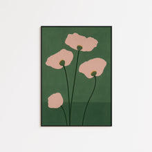 Abstract Poppy Flower Art – Minimal Floral Print in Pink and Green 4298697705