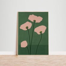 Abstract Poppy Flower Art – Minimal Floral Print in Pink and Green 4298697705