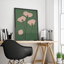 Abstract Poppy Flower Art – Minimal Floral Print in Pink and Green 4298697705