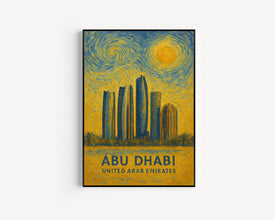 Abu Dhabi Poster Print, Abu Dhabi Travel Poster, Abu Dhabi Van Gogh Style Wall Art, Abu Dhabi, United Arab Emirates