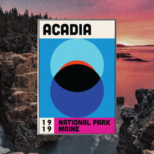 Acadia National Park Mid Century Poster  Abstract Travel Poster  Minimalist Art Print  National Park Poster  Maine Poster 1709622797