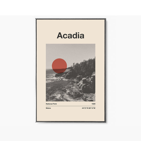 Acadia National Park Mid Century Poster  Abstract Travel Poster  Minimalist Art Print  National Park Poster   Maine Poster 1534088428