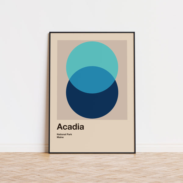 Acadia National Park Mid Century Poster  Abstract Travel Poster  Minimalist Art Print  National Park Poster   Maine Poster 1504798619