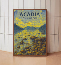 Acadia National Park Poster, Maine USA Travel Poster, Jordan Pond, Bubble Mountains, Vintage Travel Print, Wall Art, Framed Print, WPA, Gift copy