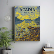 Acadia National Park Poster, Maine USA Travel Poster, Jordan Pond, Bubble Mountains, Vintage Travel Print, Wall Art, Framed Print, WPA, Gift copy