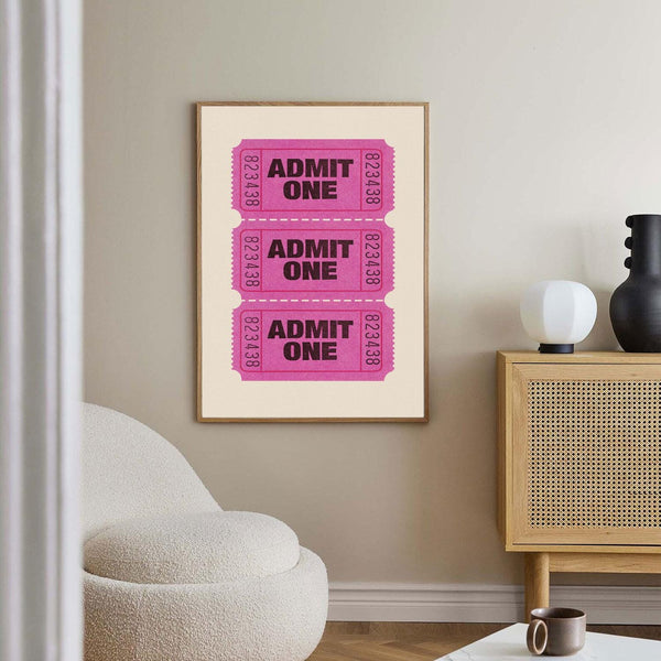 Admit One Ticket Print, Trendy Wall Art, Ticket Art Print, Retro Bar Cart Print, Wall Decor, Digital Retro Wall Art, Retro Ticket Poster 1812616316