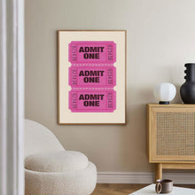 Admit One Ticket Print, Trendy Wall Art, Ticket Art Print, Retro Bar Cart Print, Wall Decor, Digital Retro Wall Art, Retro Ticket Poster 1812616316