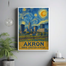 Akron Poster Print, Akron Travel Poster, Akron Van Gogh Style Wall Art, Akron, Ohio, United States