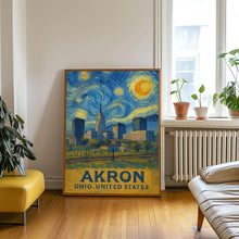 Akron Poster Print, Akron Travel Poster, Akron Van Gogh Style Wall Art, Akron, Ohio, United States