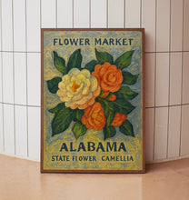 Alabama State Flower Art Print, 1960s Camellia Wall Art, Neutral Botanical Pastel Artwork, Alabama Flower Market
