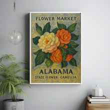 Alabama State Flower Art Print, 1960s Camellia Wall Art, Neutral Botanical Pastel Artwork, Alabama Flower Market