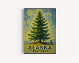 Alaska Sitka Spruce Tree Wall Art, Alaska State Tree Art Print, State Tree Symbol Artwork, Nature Home Decor
