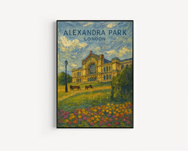 Alexandra Park Poster, London Travel Print, Ally Pally, Alexandra Palace, Muswell Hill, Wood Green, North London, Railway Poster, Vintage
