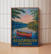 Algonquin Ontario Travel Poster, National Park Art, Canoe Landscape Print, Outdoor Adventure Decor, Nature Gift copy