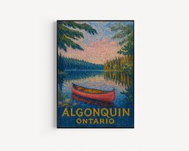 Algonquin Ontario Travel Poster, National Park Art, Canoe Landscape Print, Outdoor Adventure Decor, Nature Gift copy