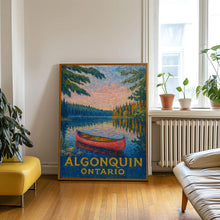 Algonquin Ontario Travel Poster, National Park Art, Canoe Landscape Print, Outdoor Adventure Decor, Nature Gift copy