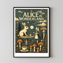 Alice in Wonderland Poster, Lewis Carroll Art, Vintage Book Cover, Minimalist Wall Art, Whimsical Decor