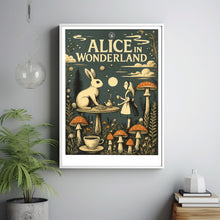 Alice in Wonderland Poster, Lewis Carroll Art, Vintage Book Cover, Minimalist Wall Art, Whimsical Decor
