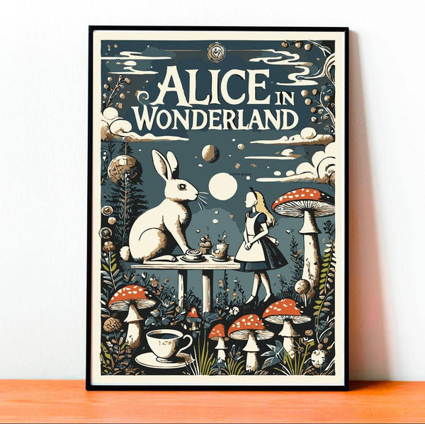 Alice in Wonderland Poster, Lewis Carroll Art, Vintage Book Cover, Minimalist Wall Art, Whimsical Decor, Fine Art Print, Literary Gift 1876757027