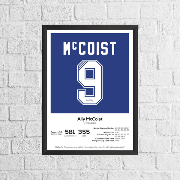 Ally McCoist Rangers Legend Stats Football Print 1116635116