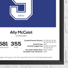 Ally McCoist Rangers Legend Stats Football Print 1116635116