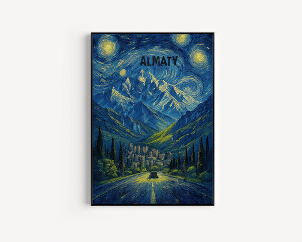 Almaty Travel Poster - Kazakhstan Wall Art Print, Illustration Poster, Artwork, Home & Office decor, Gift idea, Travel print, Asia print