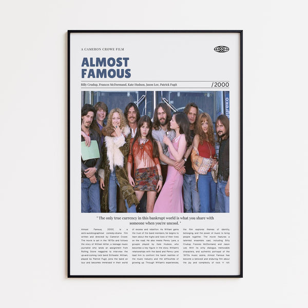 Almost Famous, Cameron Crowe, Retro Movie Poster, Custom Movie Poster Print 4421173242