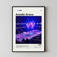 Amalie Arena Poster Tampa Bay Lightning, Mid-Century Modern Hockey Print