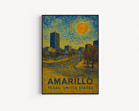 Amarillo Poster Print, Amarillo Travel Poster, Amarillo Van Gogh Style Wall Art, Amarillo, Texas, United States