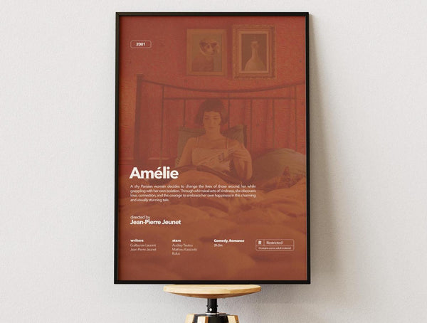 Amelie Poster, Colored Movie Print, Vintage Poster, Retro Poster, Vintage Poster, Audrey Tautou, Gift for Her, Jean-Pierre Jeunet 1877468767