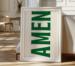 Amen Print, Jesus Typography Poster, Trendy Christian Wall Art, Retro Poster, Religious Wall Decor, Green Christian Poster, Christian Gifts 1855955203